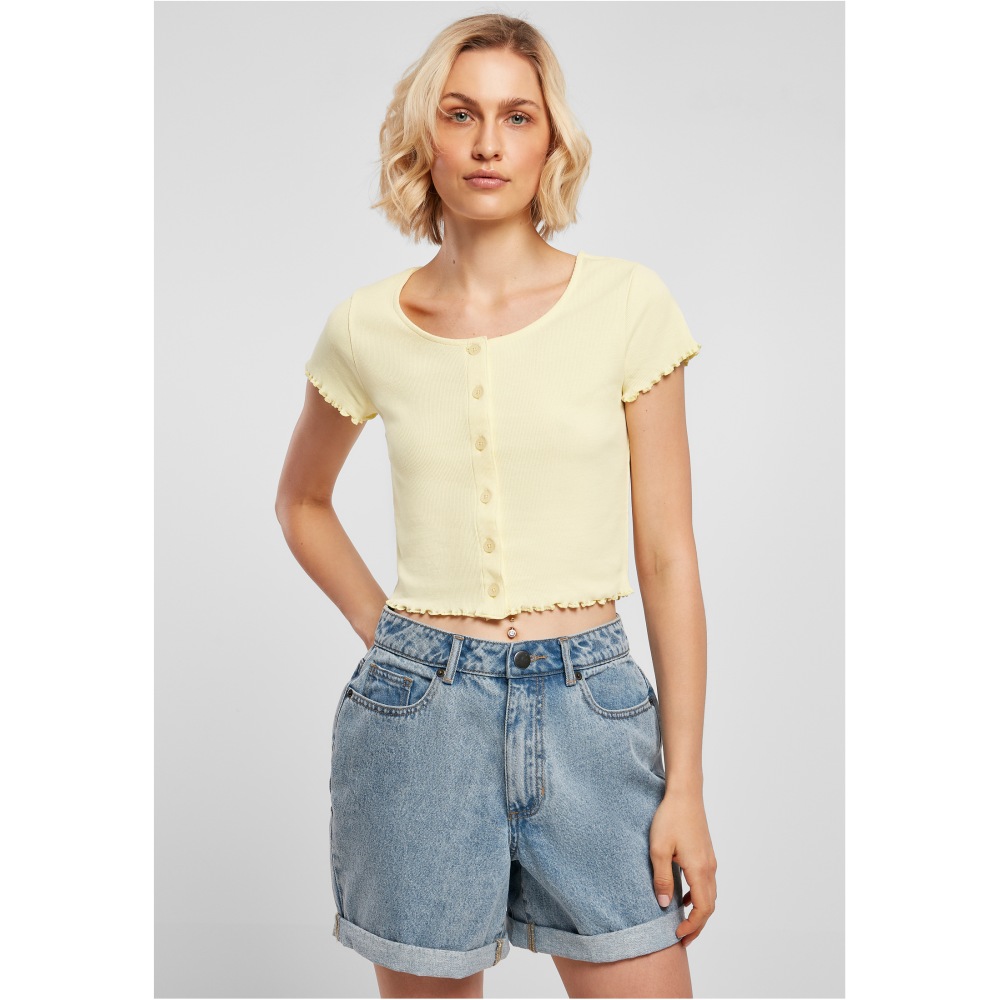 Urban Classics - Cropped Button rib Crop top - XXL - Gelb